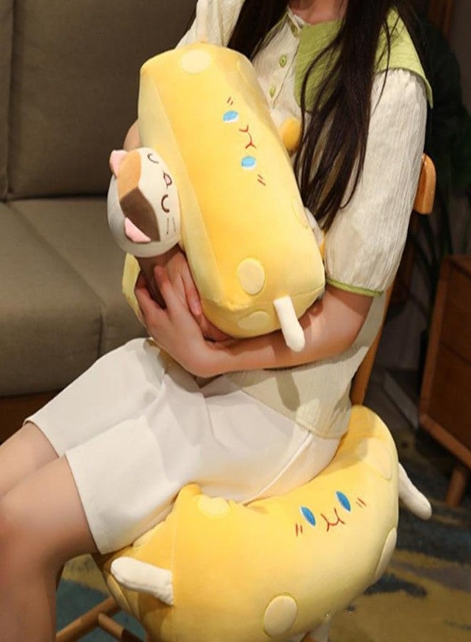 OUKEYI Cheese Plush Pillow ，Funny Food Bread Cheese Stuffed Toys Soft Toast Sofa Pillow， Kawaii Room Decor Holiday Birthday for Kids Boys Girls - Image 2