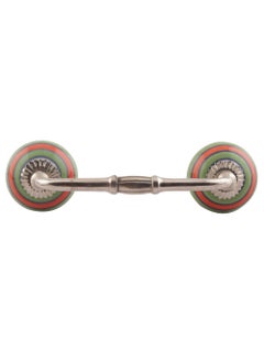 Indian-Shelf IndianShelf 1 Pack Ceramic Green Drawer Pulls T Bar Vintage Kitchen Cabinet Handles Silver Hardware 4 Hole to Hole Dresser Door Handle BH548LCK149 