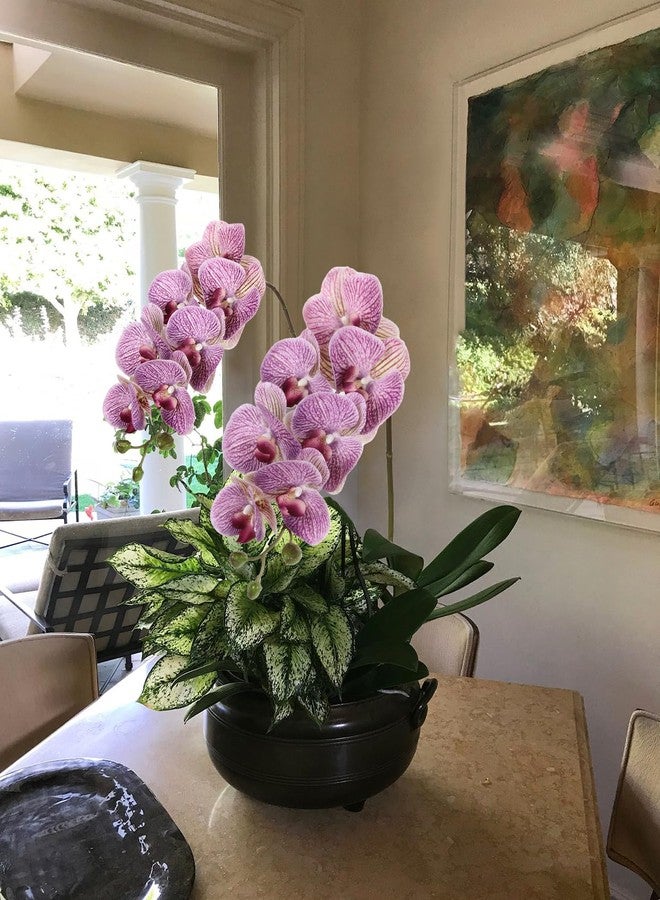 IPOPU Purple Fake Orchid 34.3" Real Touch Faux Orchids Latex Artificial Flowers Phalaenopsis Branches for Home Party Wedding Bridal Shower Decoration, 2pcs - Image 3
