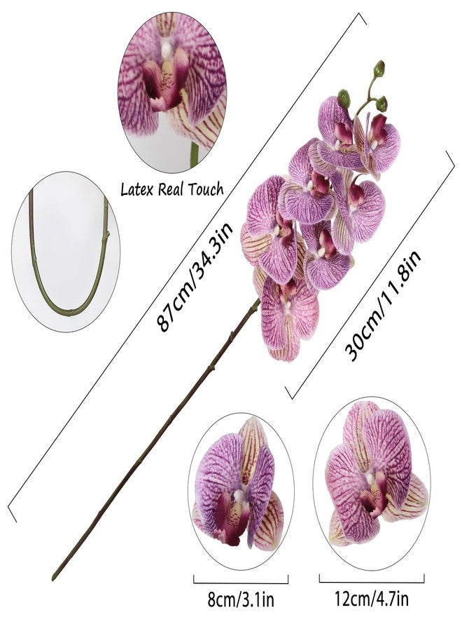 IPOPU Purple Fake Orchid 34.3" Real Touch Faux Orchids Latex Artificial Flowers Phalaenopsis Branches for Home Party Wedding Bridal Shower Decoration, 2pcs - Image 2