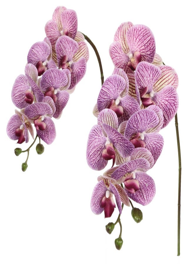 IPOPU Purple Fake Orchid 34.3" Real Touch Faux Orchids Latex Artificial Flowers Phalaenopsis Branches for Home Party Wedding Bridal Shower Decoration, 2pcs - Image 1