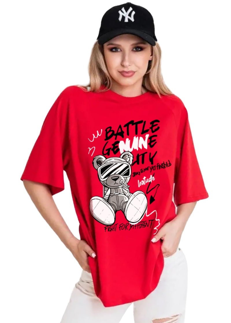 LEOTUDE Womens Oversized Round Neck Half Sleeve T-Shirts (SP-7VRUVTXIYVLK5HCZ_Multicolor1_S) - Image 1