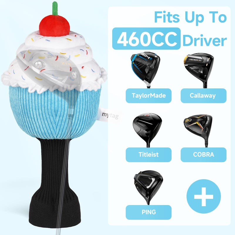 mytag Blue Cake Golf Headcover Funny Driver Head Cover, Soft Cotton-Filled Golf Club Cover for Men Women - Image 3