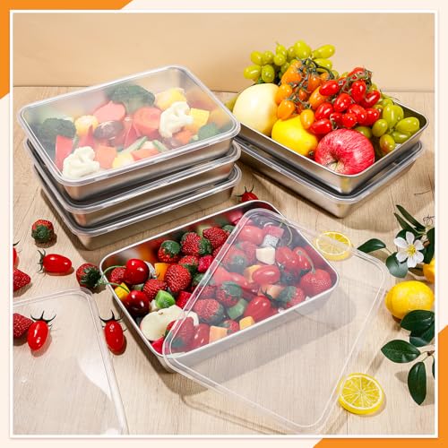 Teecyhooo 12 Pack Stainless Steel Food Storage Containers with Lids Lunch Box Stackable Snack Storage Boxes Reusable Food Container for Restaurant Travel - Image 2