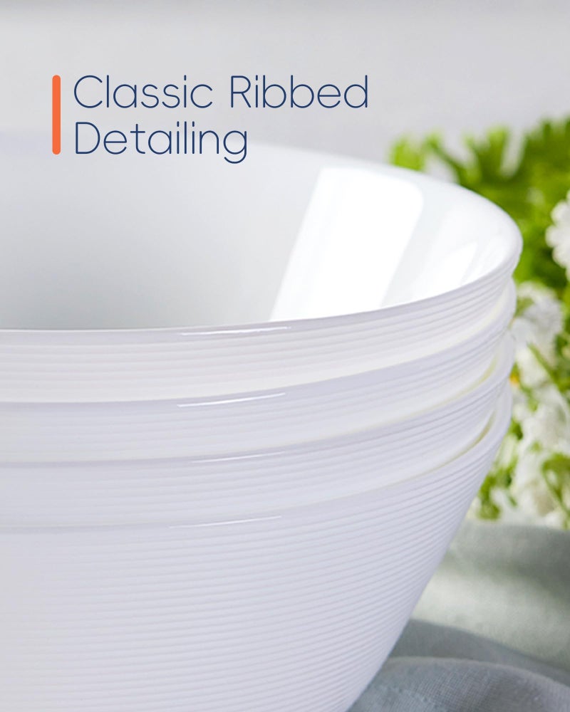 LaGlint 38 OZ Soup Bowl Set of 4, Opal Glass 7.5 inch White Bowls for Ramen, Noodle, Salad, Fruit, Pho, Dishwasher and Microwave Safe - Image 3