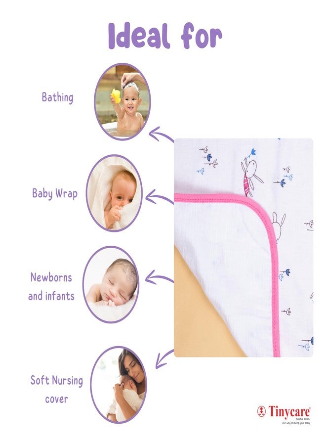 Tinycare Cotton Bath Towel for New Born Baby, Extra Soft Muslin Fabric Printed Towel for Kids/Toddler/Infants 33 x 19cm, Quick Absorbent, Reusable Bathing Towel (Blue- Pack of 1) 0-12 Months - Image 3