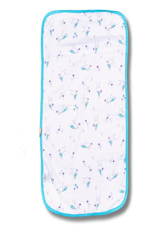 Tinycare Cotton Bath Towel for New Born Baby, Extra Soft Muslin Fabric Printed Towel for Kids/Toddler/Infants 33 x 19cm, Quick Absorbent, Reusable Bathing Towel (Blue- Pack of 1) 0-12 Months - Image 1