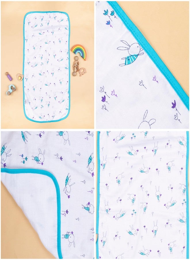 Tinycare Cotton Bath Towel for New Born Baby, Extra Soft Muslin Fabric Printed Towel for Kids/Toddler/Infants 33 x 19cm, Quick Absorbent, Reusable Bathing Towel (Blue- Pack of 1) 0-12 Months - Image 4