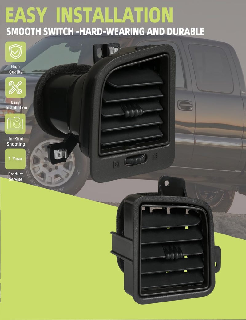 HONFQP Dash AC Air Vent Outlet Driver Side Compatible with Chevrolet Chevy Avalanche Silverado Tahoe Suburban/GMC Sierra Yukon 1999-2006/Cadillac Escalade 2002-2006 Replaces 10368830 15784732 Pair - Image 2