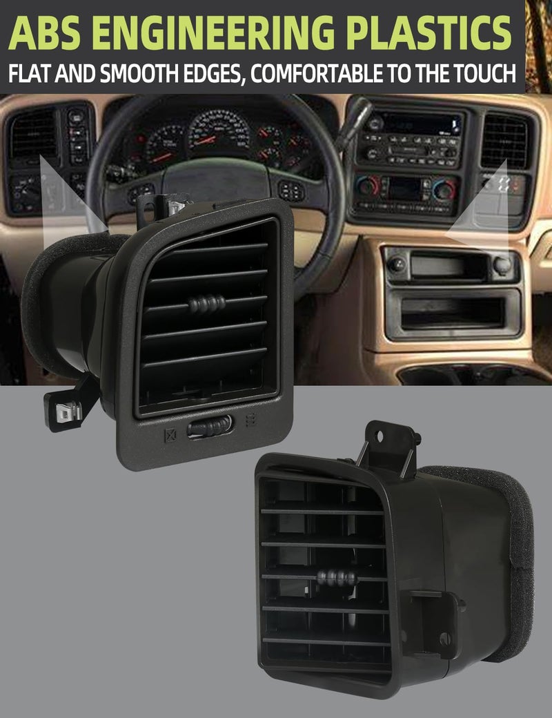 HONFQP Dash AC Air Vent Outlet Driver Side Compatible with Chevrolet Chevy Avalanche Silverado Tahoe Suburban/GMC Sierra Yukon 1999-2006/Cadillac Escalade 2002-2006 Replaces 10368830 15784732 Pair - Image 4