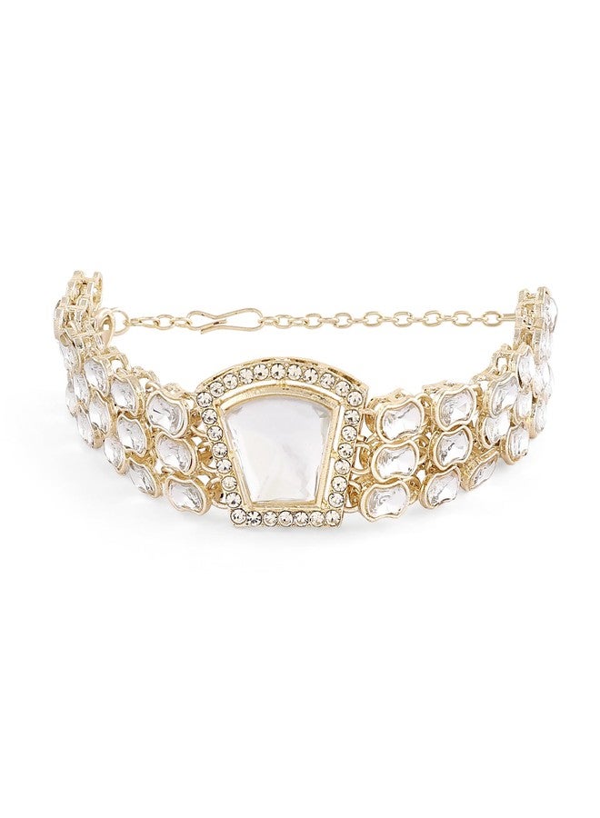 Zaveri Pearls سوار زافيري بيرلز ذهبي اللون مرصع بأحجار صناعية وألماس نمساوي براق للنساء - ZPFK17073 - Image 1