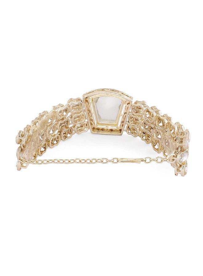 Zaveri Pearls سوار زافيري بيرلز ذهبي اللون مرصع بأحجار صناعية وألماس نمساوي براق للنساء - ZPFK17073 - Image 5