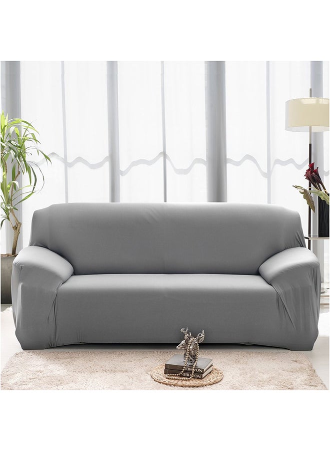 Loquat Elastic Polyester Sofa Cover Pure Color Stretch Slipcover Flexible Couch Cover Grey - Image 3