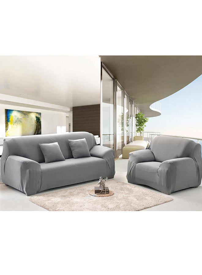 Loquat Elastic Polyester Sofa Cover Pure Color Stretch Slipcover Flexible Couch Cover Grey - Image 2
