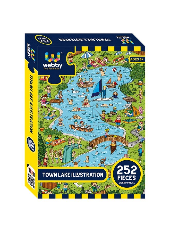 Webby Town Lake Illustration Jigsaw Puzzle, 252 Pieces - Kids, Multicolor - Image 1
