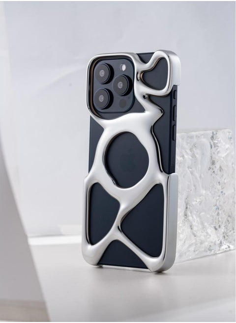 حافظة هاتف AM فارغة لهاتف iPhone 15 Pro Max (فقط) متوافقة مع MagSafe 22 جرام خفيفة الوزن وتبديد الحرارة وحماية وافرة من البولي كربونات غطاء مخرم سائل مضاد للسقوط وبساطة ممتازة وسهلة التركيب (تغليف فضي غير لامع صديق للبيئة)
