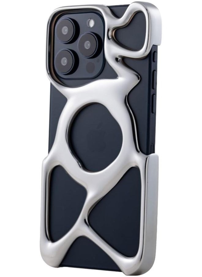 ميـاو غاضب حافظة هاتف AM فارغة لهاتف iPhone 15 Pro Max (فقط) متوافقة مع MagSafe 22 جرام خفيفة الوزن وتبديد الحرارة وحماية وافرة من البولي كربونات غطاء مخرم سائل مضاد للسقوط وبساطة ممتازة وسهلة التركيب (تغليف فضي غير لامع صديق للبيئة)  - Image 4
