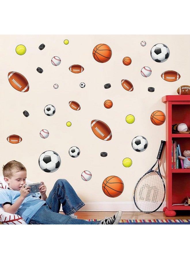 hanlongyu Sport Balls Stickers, Easy to Peel and Stick Basketball Football Hockey Sports Wall Stickers, Wall Art DIY Kids Baby Boys Wall Decals for Nursery, Living Room, Playroom Door Decoration - Image 5