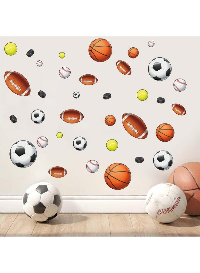 hanlongyu Sport Balls Stickers, Easy to Peel and Stick Basketball Football Hockey Sports Wall Stickers, Wall Art DIY Kids Baby Boys Wall Decals for Nursery, Living Room, Playroom Door Decoration - Image 3