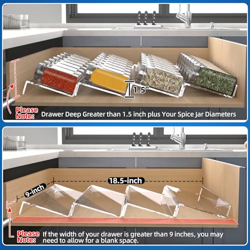 MIUKAA Clear Acrylic Spice Drawer Organizer, 4 Tier- 1 Set Seasoning Jars Drawers Insert, Kitchen Spice Rack Tray for Drawer/Countertop (Jars not included) - Image 4