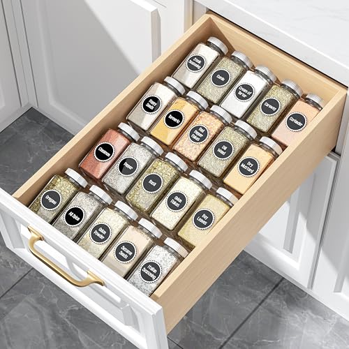 MIUKAA Clear Acrylic Spice Drawer Organizer, 4 Tier- 1 Set Seasoning Jars Drawers Insert, Kitchen Spice Rack Tray for Drawer/Countertop (Jars not included) - Image 1