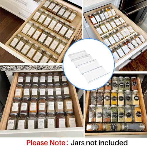MIUKAA Clear Acrylic Spice Drawer Organizer, 4 Tier- 1 Set Seasoning Jars Drawers Insert, Kitchen Spice Rack Tray for Drawer/Countertop (Jars not included) - Image 5