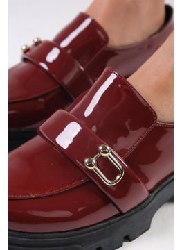 Mio Gusto Katy Claret Red Color Thick Soled Women's Loafer Shoes  - Image 2