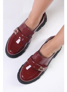 Mio Gusto Katy Claret Red Color Thick Soled Women's Loafer Shoes  - Image 3