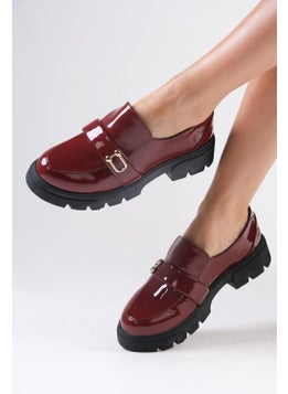 Mio Gusto Katy Claret Red Color Thick Soled Women's Loafer Shoes  - Image 1