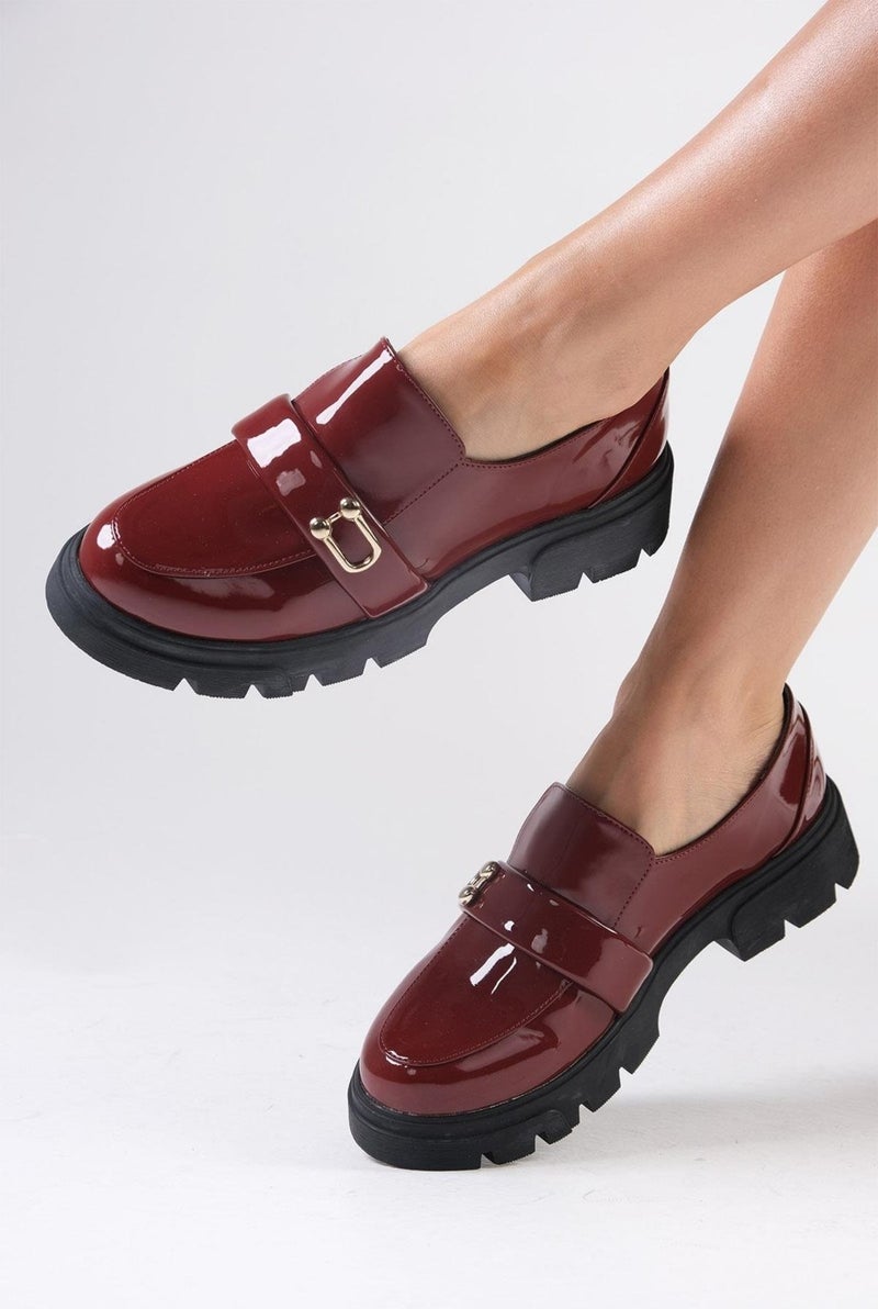 Mio Gusto Katy Claret Red Color Thick Soled Women's Loafer Shoes  - Image 1