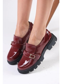 Mio Gusto Katy Claret Red Color Thick Soled Women's Loafer Shoes  - Image 5