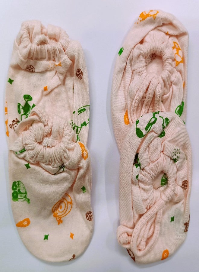 CUTEABLY Soft Cotton Mittens and Booties for New Born Baby/Cotton Cloth Tying Knotted Mittens for Infant (Multicolor, 0-6 Month)-Pack of 4 - Image 2