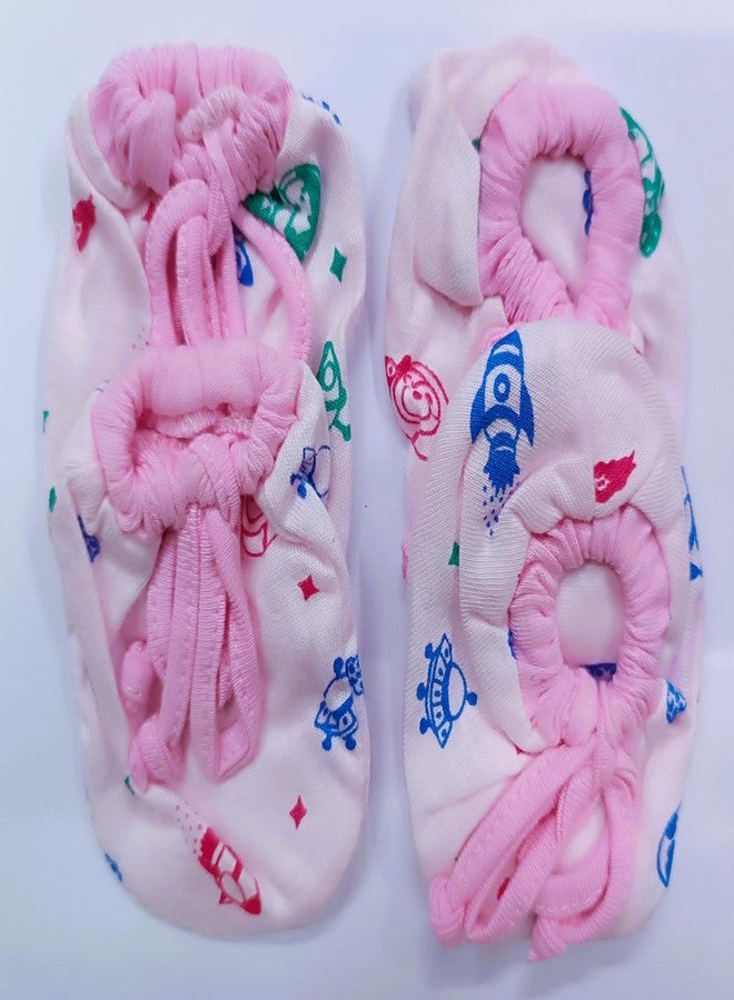CUTEABLY Soft Cotton Mittens and Booties for New Born Baby/Cotton Cloth Tying Knotted Mittens for Infant (Multicolor, 0-6 Month)-Pack of 4 - Image 4