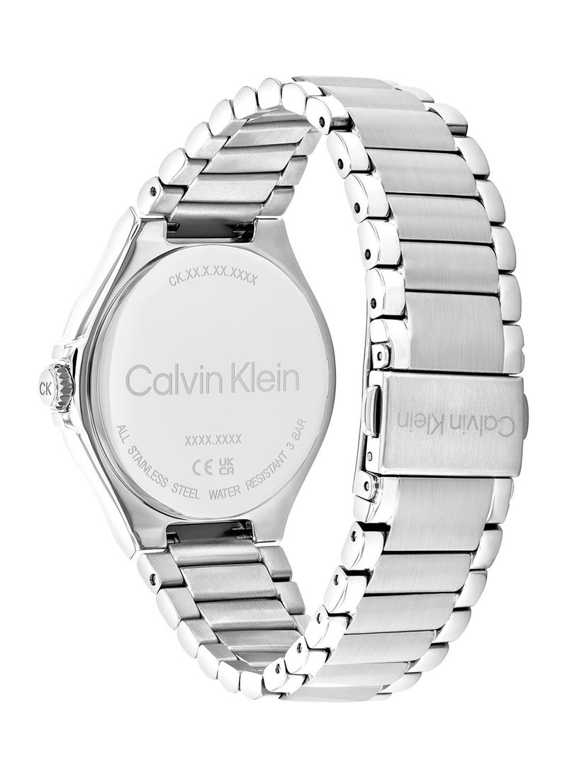 CALVIN KLEIN ساعة كالفن كلاين المستديرة التناظرية للنساء بعبوة بيضاء - 25100054  - Image 3