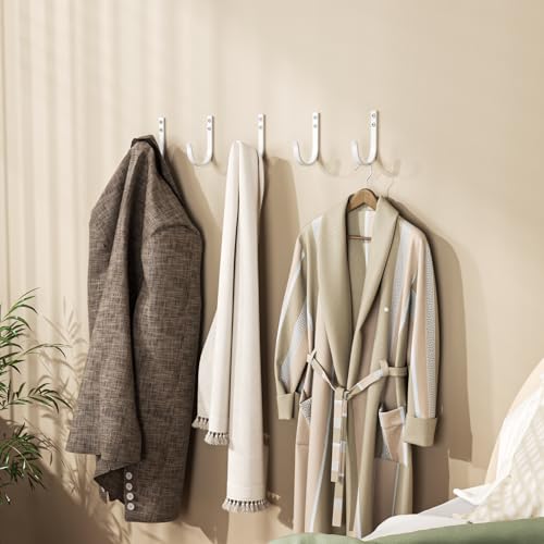 Josmimic 10-Pack Wall Hooks for Towel/Coat - 22LB Heavy Duty Metal Hanger Wall Mount, for Outdoor, Closet, Door, Shelf, Bathroom, for Backpack, Cup, Clothes, Mug, White Matte Screws Included - Image 5