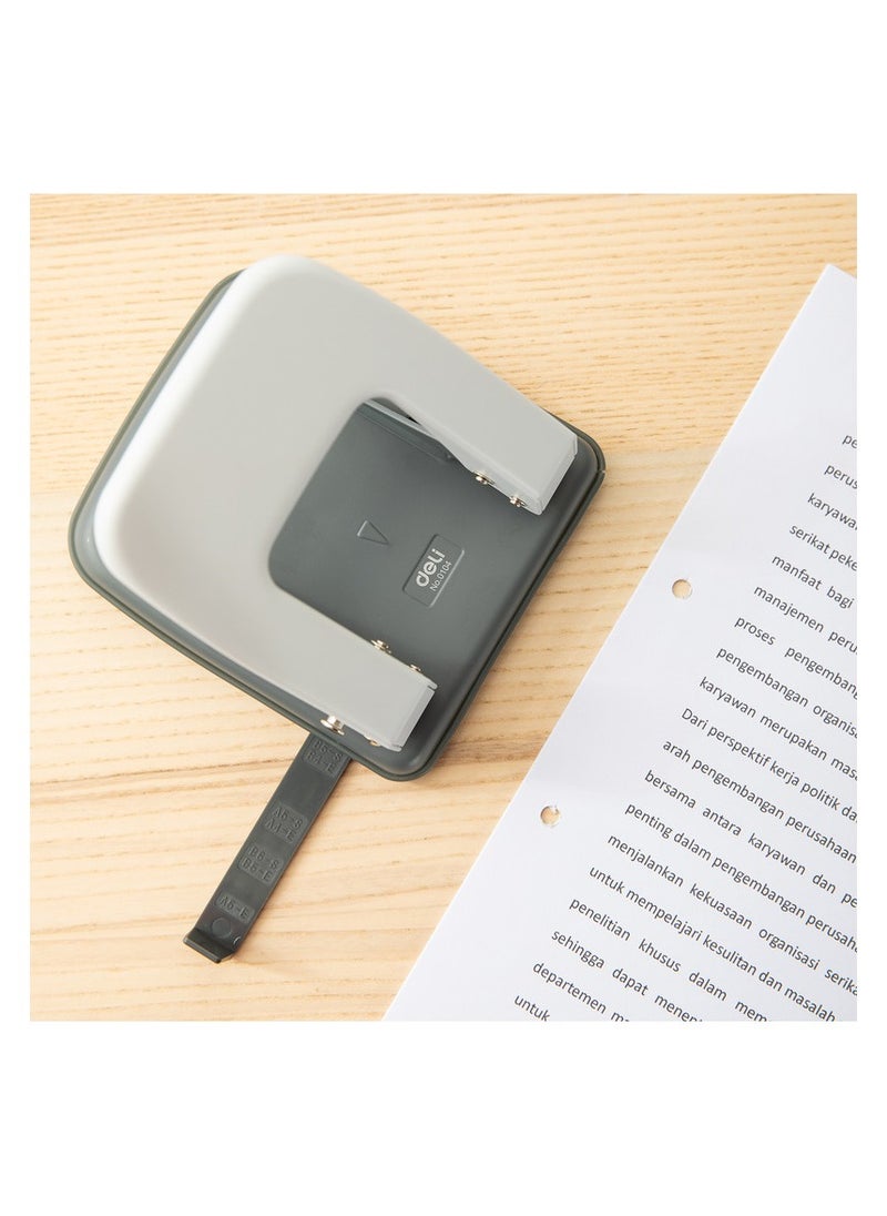 Deli - Deli E0104 80mm Hole Distance Φ6mm Hole Diameter Plastic+Metal Two-hole Punch Max. 35 Sheets, White/Blue Asst. 1PCS/Color Box - Ideal for Home, Office & School Use - Image 1
