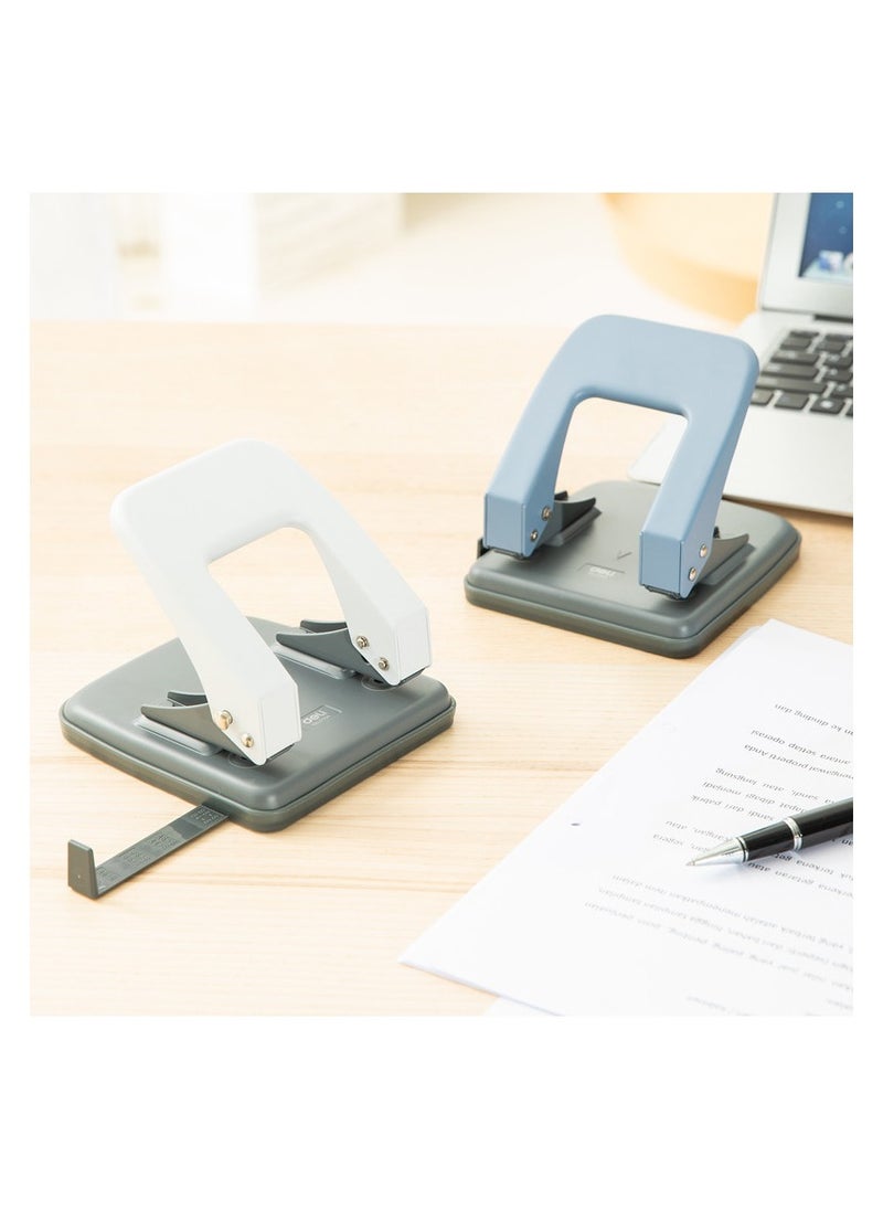 Deli - Deli E0104 80mm Hole Distance Φ6mm Hole Diameter Plastic+Metal Two-hole Punch Max. 35 Sheets, White/Blue Asst. 1PCS/Color Box - Ideal for Home, Office & School Use - Image 1