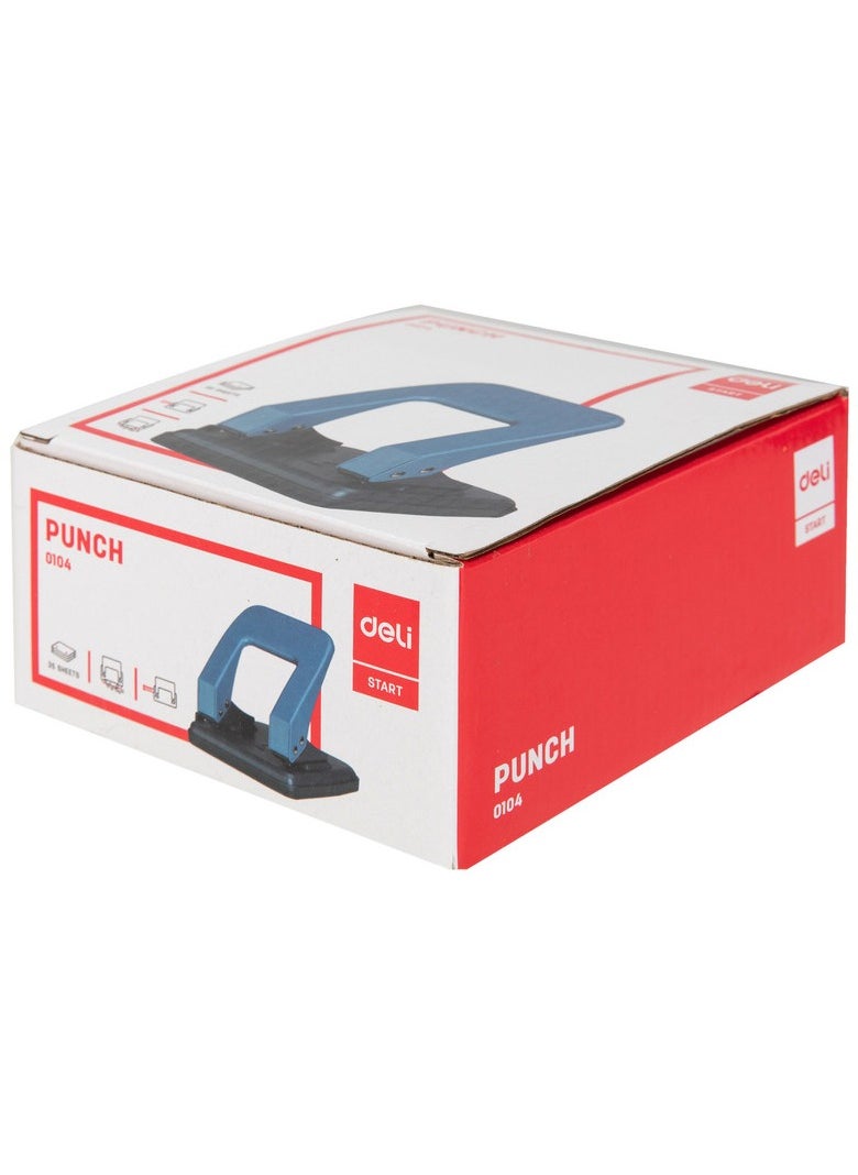 Deli - Deli E0104 80mm Hole Distance Φ6mm Hole Diameter Plastic+Metal Two-hole Punch Max. 35 Sheets, White/Blue Asst. 1PCS/Color Box - Ideal for Home, Office & School Use - Image 1