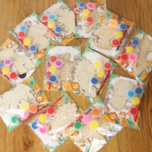 LARDUX Safari Party Favors 24PCS Animal Party Favors Painting Kit with Glow in The Dark Paint DIY Jungle Birthday Party Decorations Goodie Bag Stuffers for Kids - Image 1