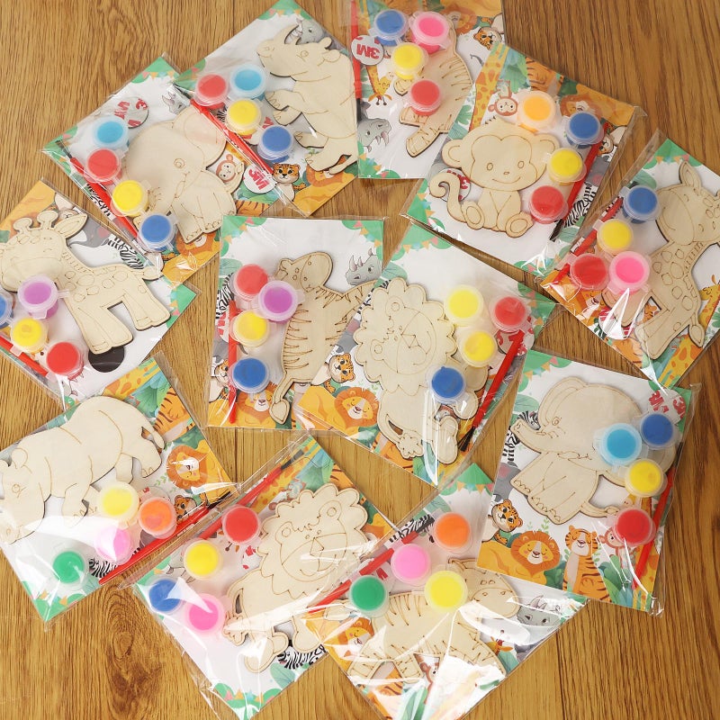 LARDUX Safari Party Favors 24PCS Animal Party Favors Painting Kit with Glow in The Dark Paint DIY Jungle Birthday Party Decorations Goodie Bag Stuffers for Kids - Image 2