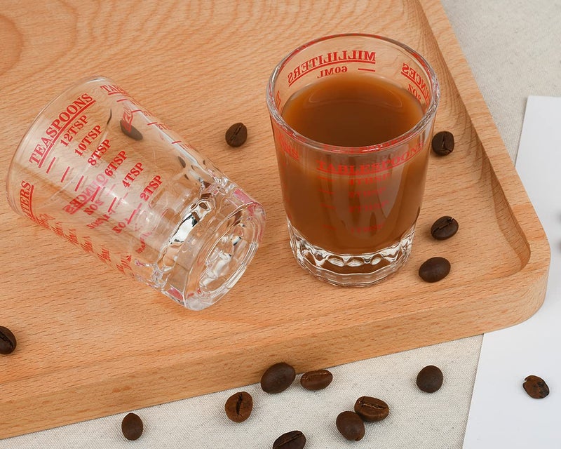 DS.DISTINCTIVE STYLE DS. DISTINCTIVE STYLE Measuring Cup 2 Pieces Shot Glass Measuring Cup with 4 Kinds of Measuring Scale for Small Amount Liquid (Red, 60ml) - Image 5