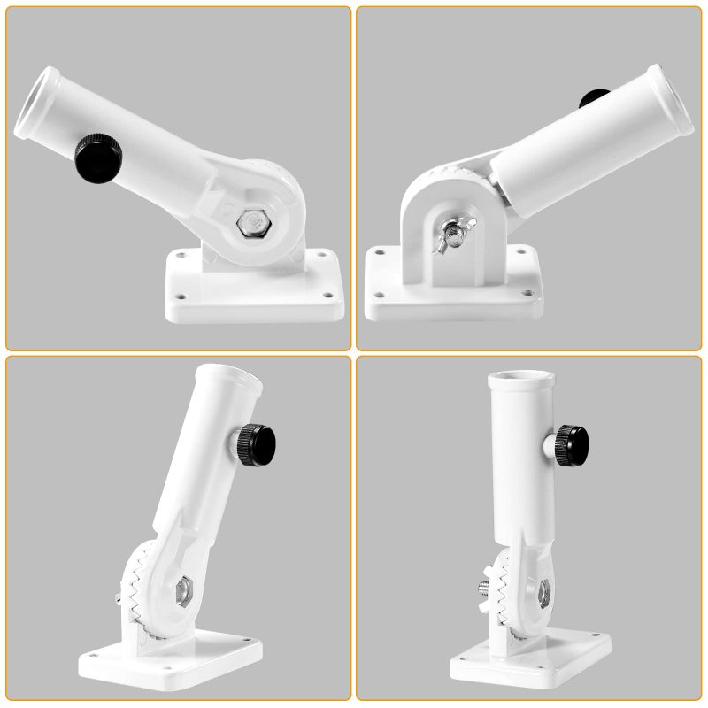 BONWIN Flag Pole Holder Brackets, BONWIN 1" Flag Pole Mounting Bracket with Hardwares for House Wall Porch, 1" Inner Diameter, 180Â° Adjustable Multi Positions, Aluminium Alloy(1 Pack White, Multi-Positions) - Image 2