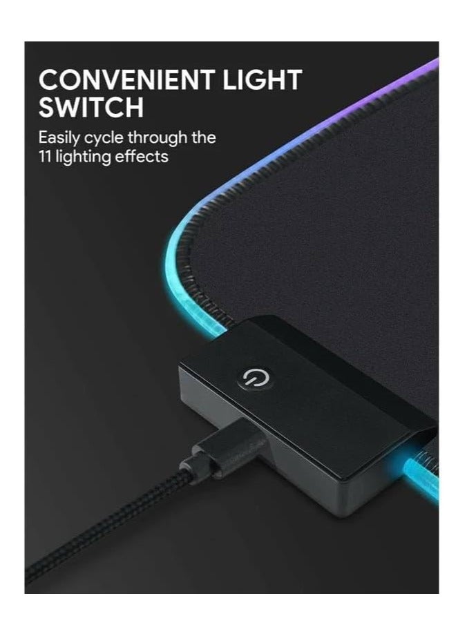 AUKEY RGB Gaming Mouse Pad Large XXL (900 X 400 X 4 MM) Thick Extended Mouse Mat Non-Slip Spill-Resistant Desk Pad with Special-Textured Surface, Anti-Fray...  - Image 4