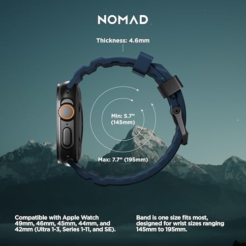 NOMAD Sport Band Rocky Point Atlantic Blue Band for Apple Watch - 45/49mm Apple Watch Band with Black Titanium Hardware, Adventurous Rugged for Men and Women - Image 3