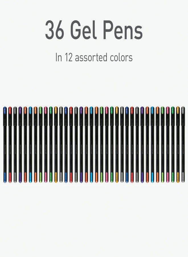 Pentonic Gel Pens, 36 Count, Assorted Colored Ink (12 Colors, 3 Of Each Color), Medium & Fine Point, Smooth Writing For Journaling (1002357) - Image 3