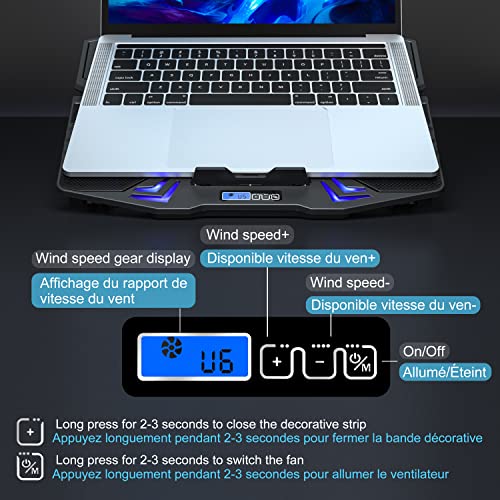 TopMate C5 12-15.6 inch Gaming Laptop Cooler Cooling Pad | 5 Quiet Fans and LCD Screen | 2500RPM Strong Wind Designed for Gamers and Office - Image 5