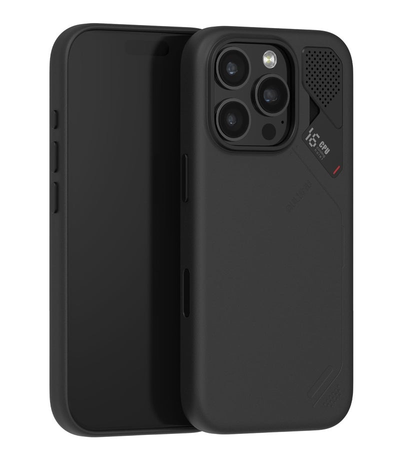 Aulumu A16 تبريد جلد نباتي لهاتف iPhone 16 Pro | تحكم محدث بالكاميرا | مع زعانف تبريد | راحة فاخرة | متوافق مع MagSafe | تغليف كامل - لمسة سوداء - Image 1