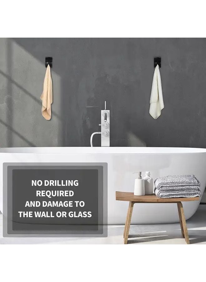 5 قطع خطافات مناشف فضية من الفولاذ المقاوم للصدأ ذاتية اللصق مثبتة على الحائط متينة للغاية دون حاجة إلى الحفر - Image 5