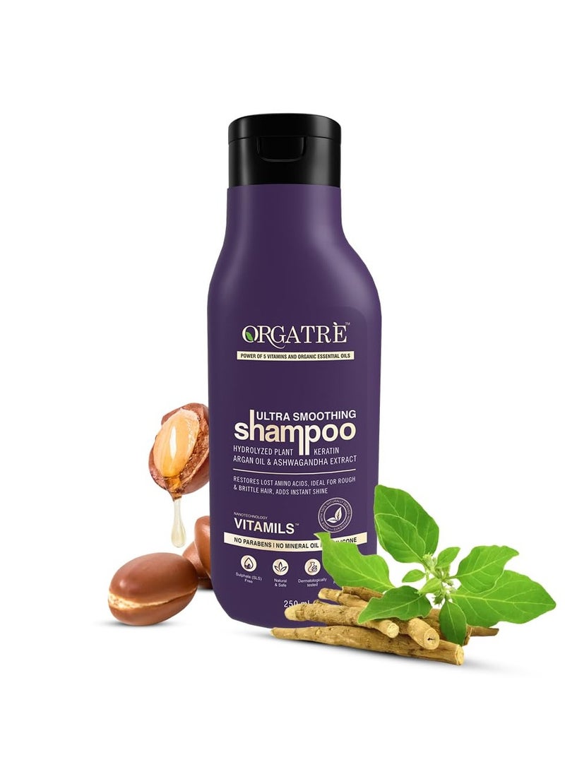 Healthstar Orgatre Ultra Smoothing Shampoo For Men and Women With Argan Oil, Plant Protein and Ashwagandha| For Frizz-Free, Silky Hairs 1 Count 250ml  - Image 2