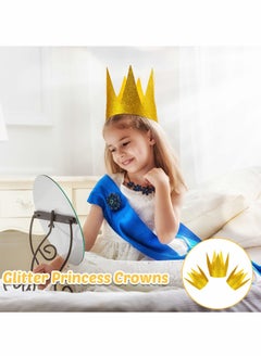 Excefore Gold Star Wand Glitter Crowns Party Sets Include 6 Gold Star Fairy Wand and 6 Pieces Princess Prince Party Crowns Hats Birthday Decorations  Party Role Play Dress-Up Photo Prop  - Image 3
